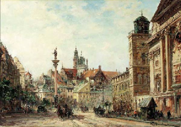 Der Schlossplatz in Warschau van Wladyslaw T. Chmielinsky